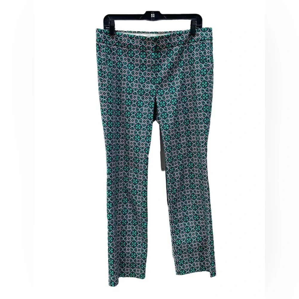 J.‎ Crew Navy Blue Green Print Pattern Straight Leg Pants